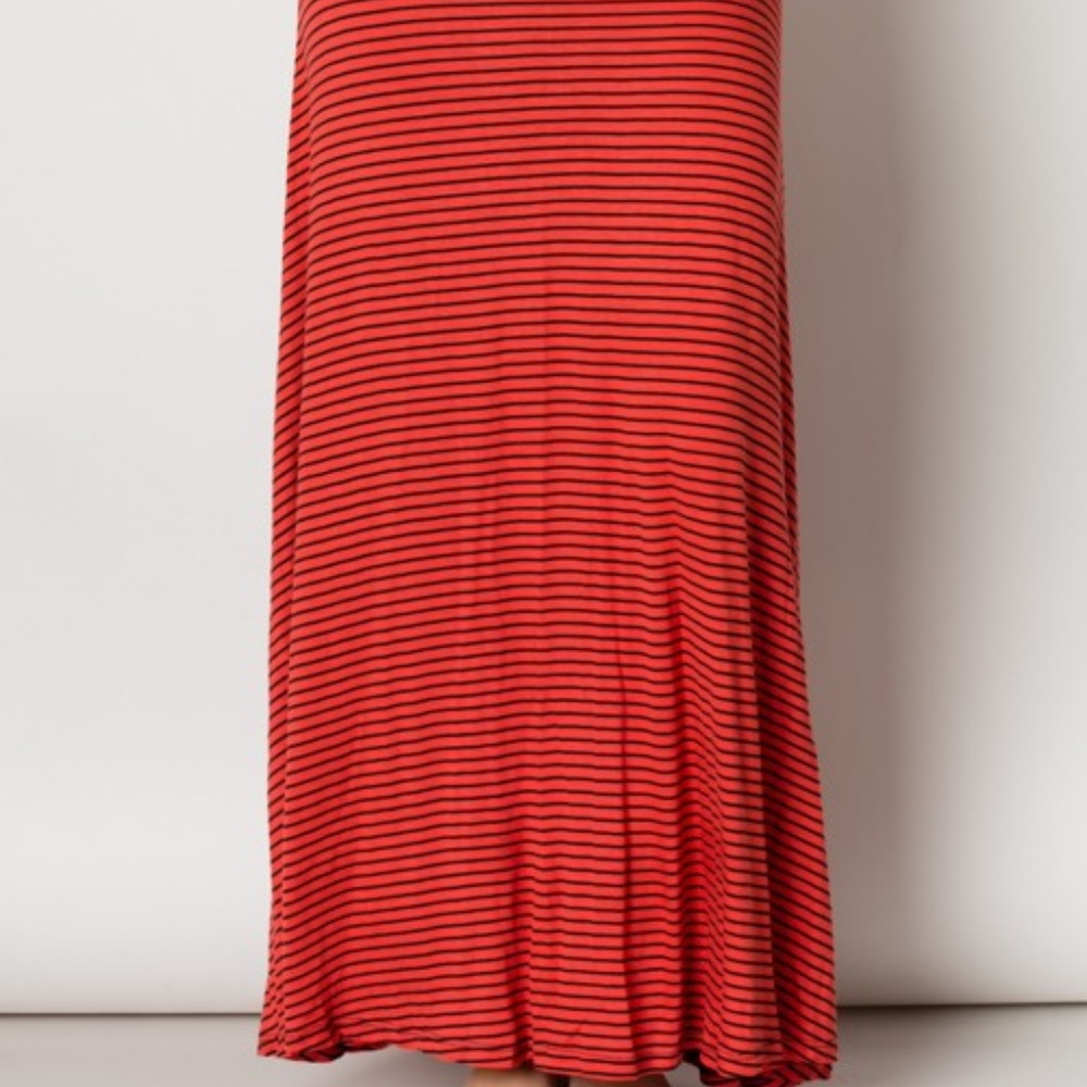 Red Stripped Maxi Skirt